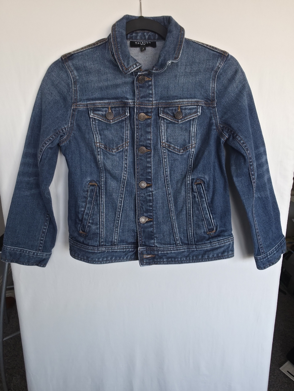 Talbots Petite Classic Jean Jacket Size P XS Blue Wash Metal Button Front
